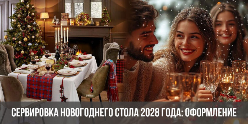 Сервировка новогоднего стола 2028 года: оформление